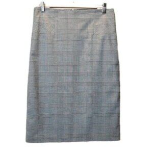 LE CHATEAU / Midi Pencil Skirt Grey Plaid Sz 13 / 14
